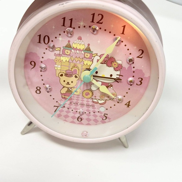 HELLO KITTY ALARM Works Twin Double BELL CLOCK by SANRIO - 2009- Light Up - Picture 8 of 8
